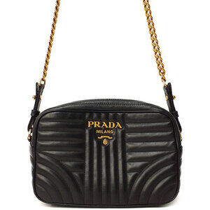 PRADA Diagram Leather Bag Chain Shoulder